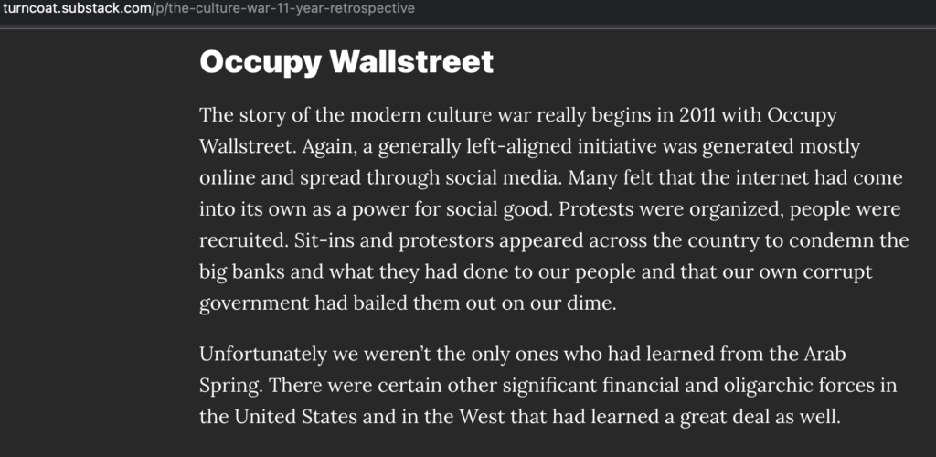 Trenin Bayless saying he was involved in Occupy Wallstreet (he wasn't)