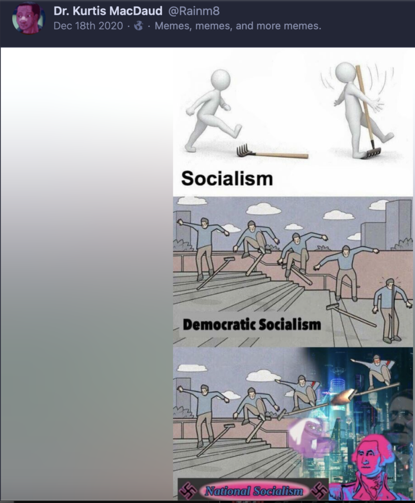 Meme Trenin Bayless posted on GAB praising National Socialism