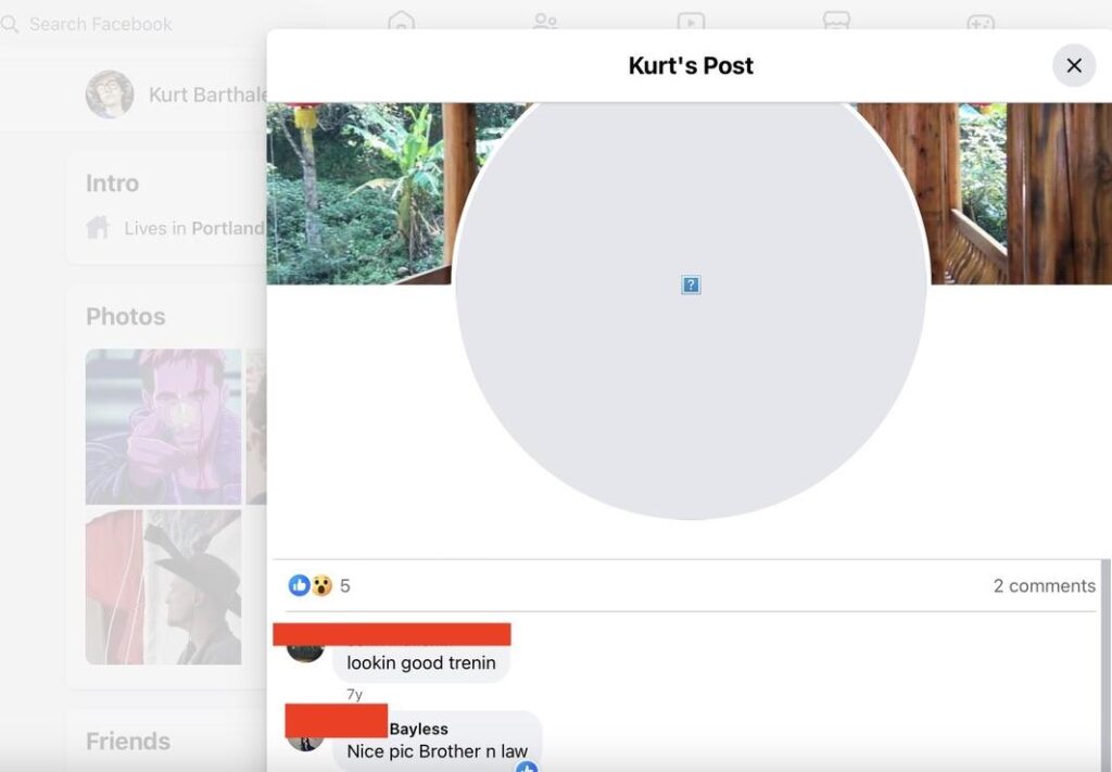 Facebook showing replies stating TurnCoat aka Kurt Barthalemu is Trenin Bayless